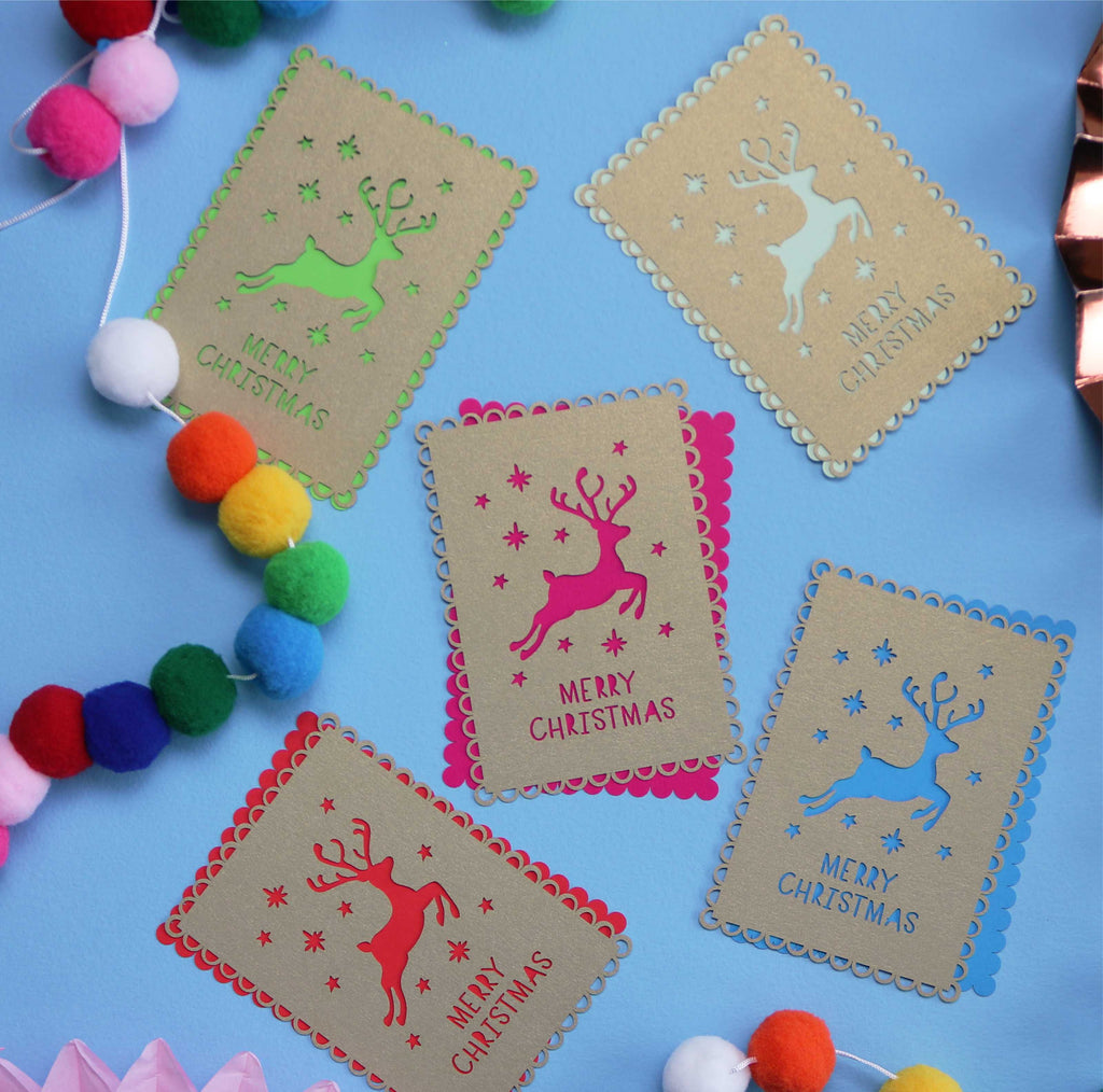 laser cut Christmas postcards