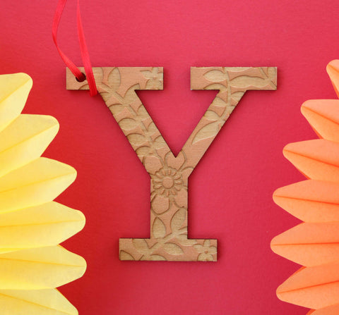 Assorted Letter Y Wooden Engraved Hanging Decorations