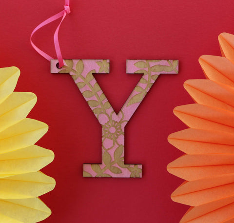 Assorted Letter Y Wooden Engraved Hanging Decorations - 