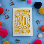 30th Birthday Card – Personalised Laser Cut Flower Design