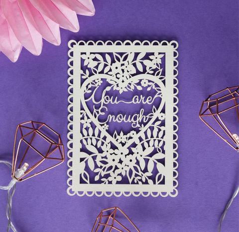 You Are Enough Papercut Quote Postcard