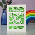 Personalised Papercut Digger Birthday Card