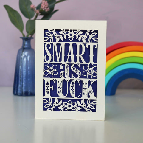 Smart as Fuck Laser Cut Graduation Card - A6 (small) / Infra Violet