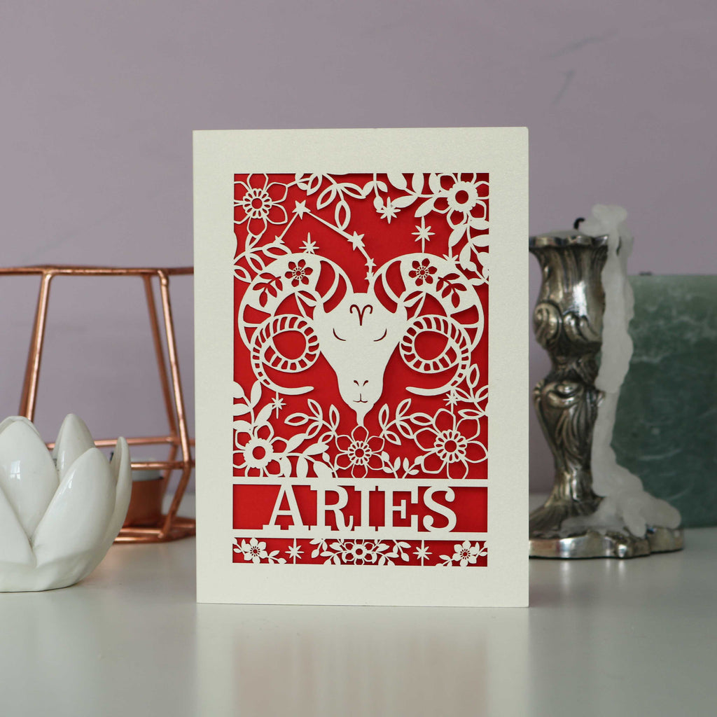 Aries Papercut Birthday Card