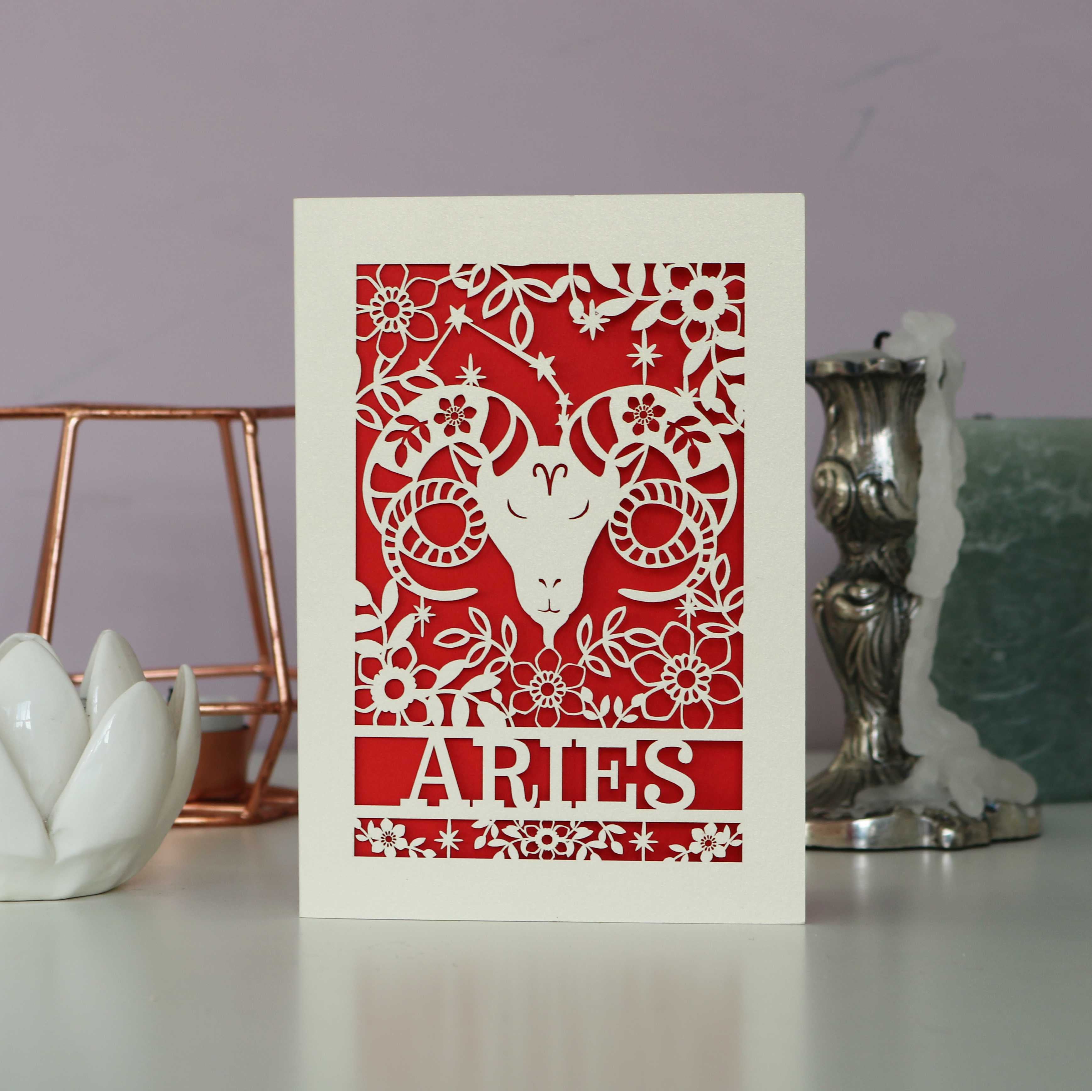 Aries Papercut Birthday Card