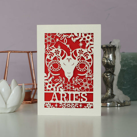 Aries Papercut Birthday Card - 