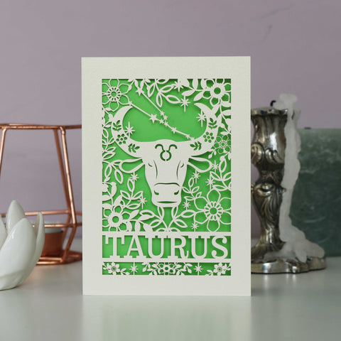 Taurus Papercut Birthday Card - 