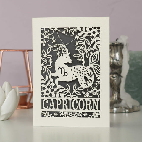 Capricorn Papercut Birthday Card