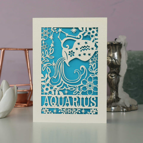 Aquarius Papercut Birthday Card - 