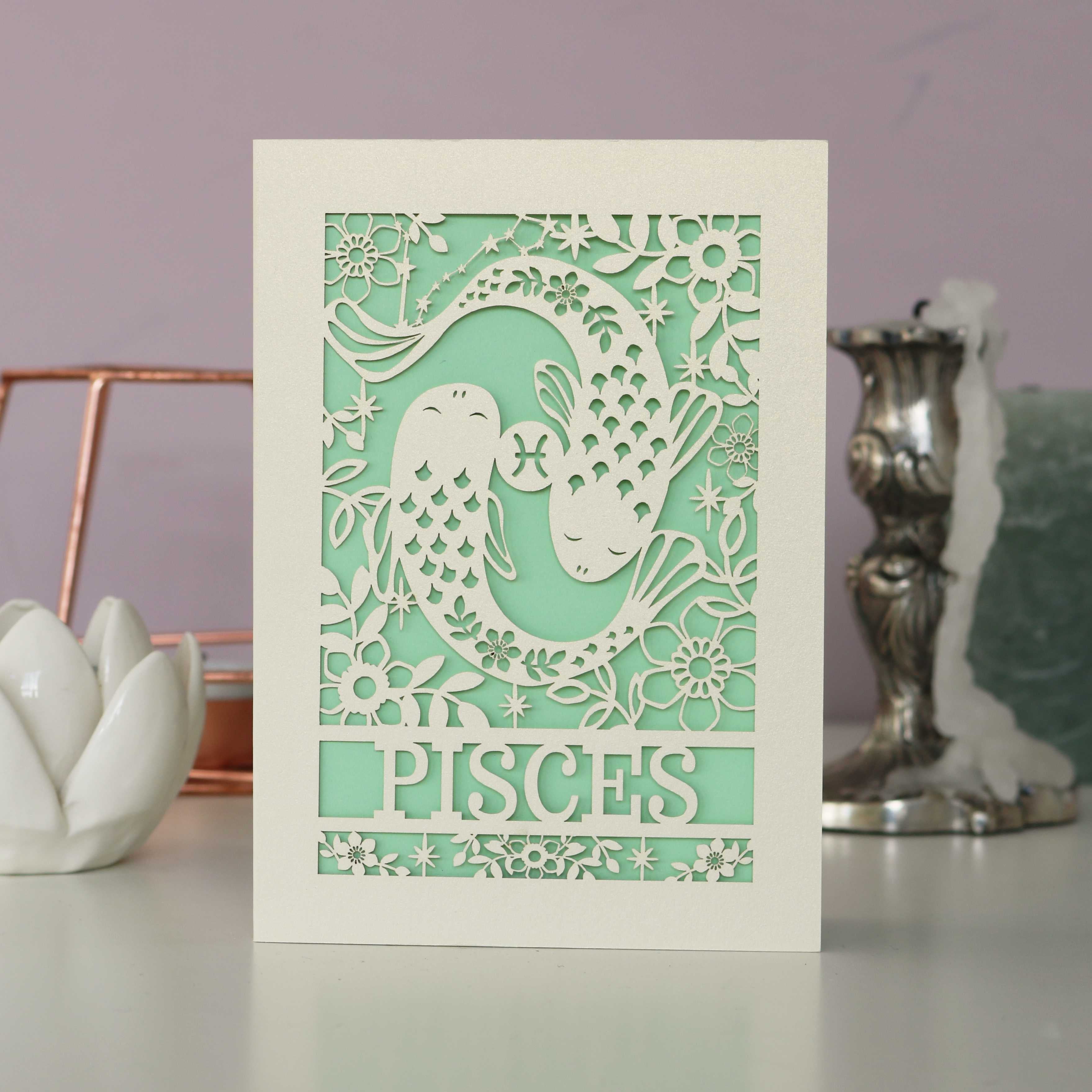 Pisces Papercut Birthday Card