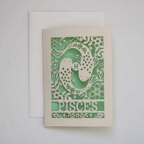 Pisces Papercut Birthday Card - 