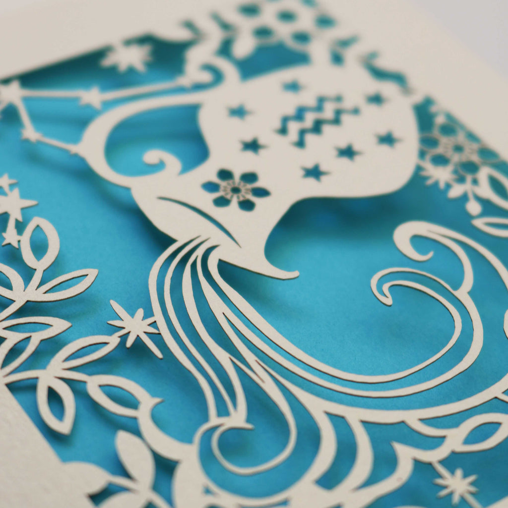 Aquarius Papercut Birthday Card