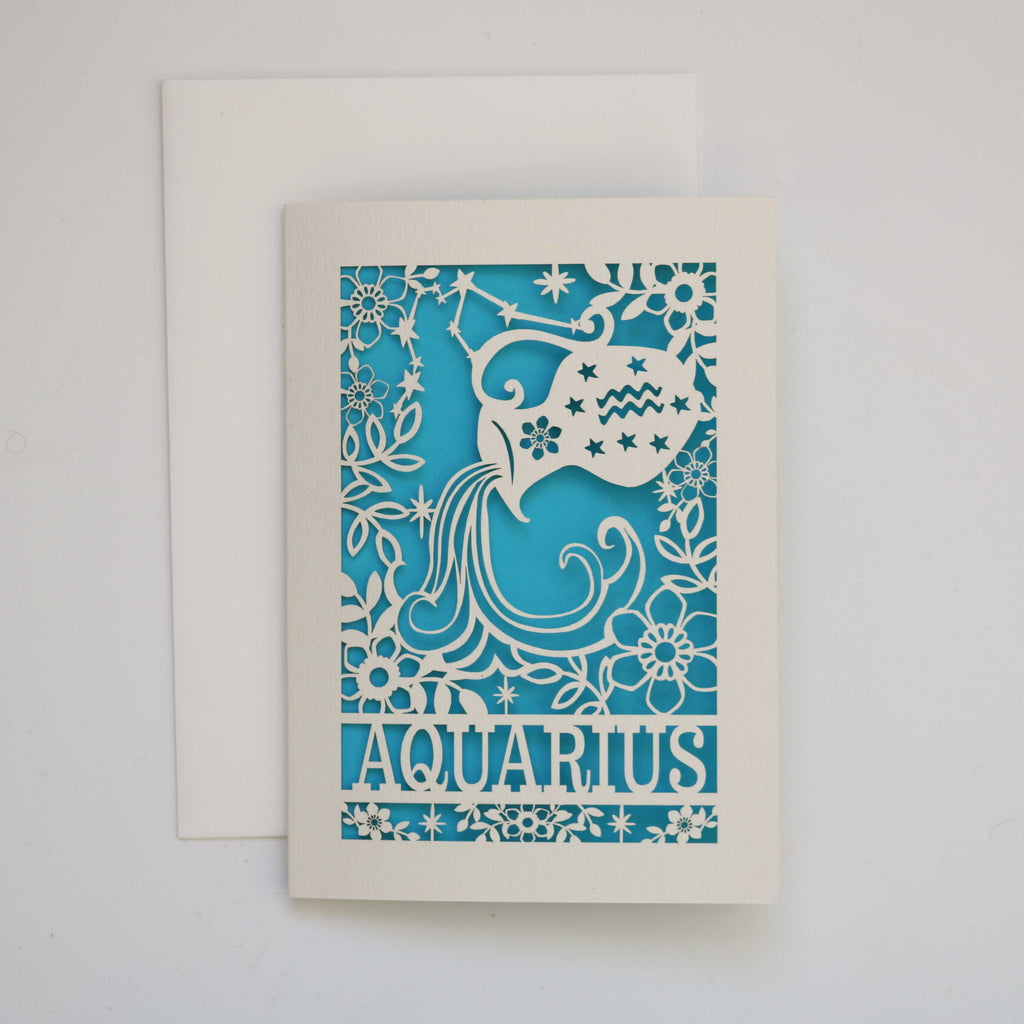 Aquarius Papercut Birthday Card