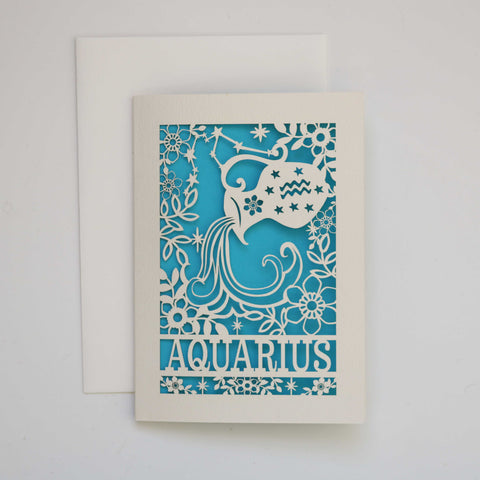 Aquarius Papercut Birthday Card - 