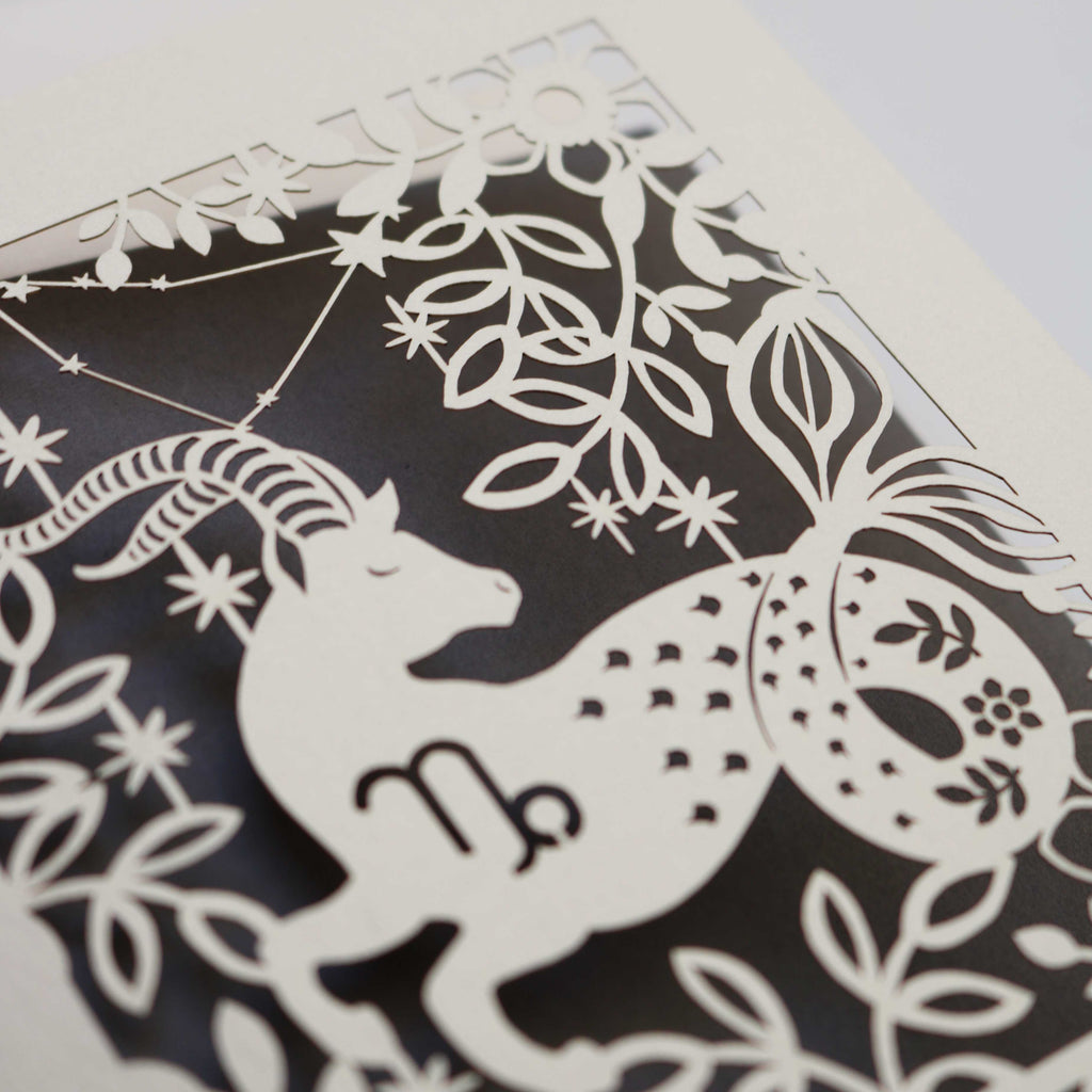 Capricorn Papercut Birthday Card