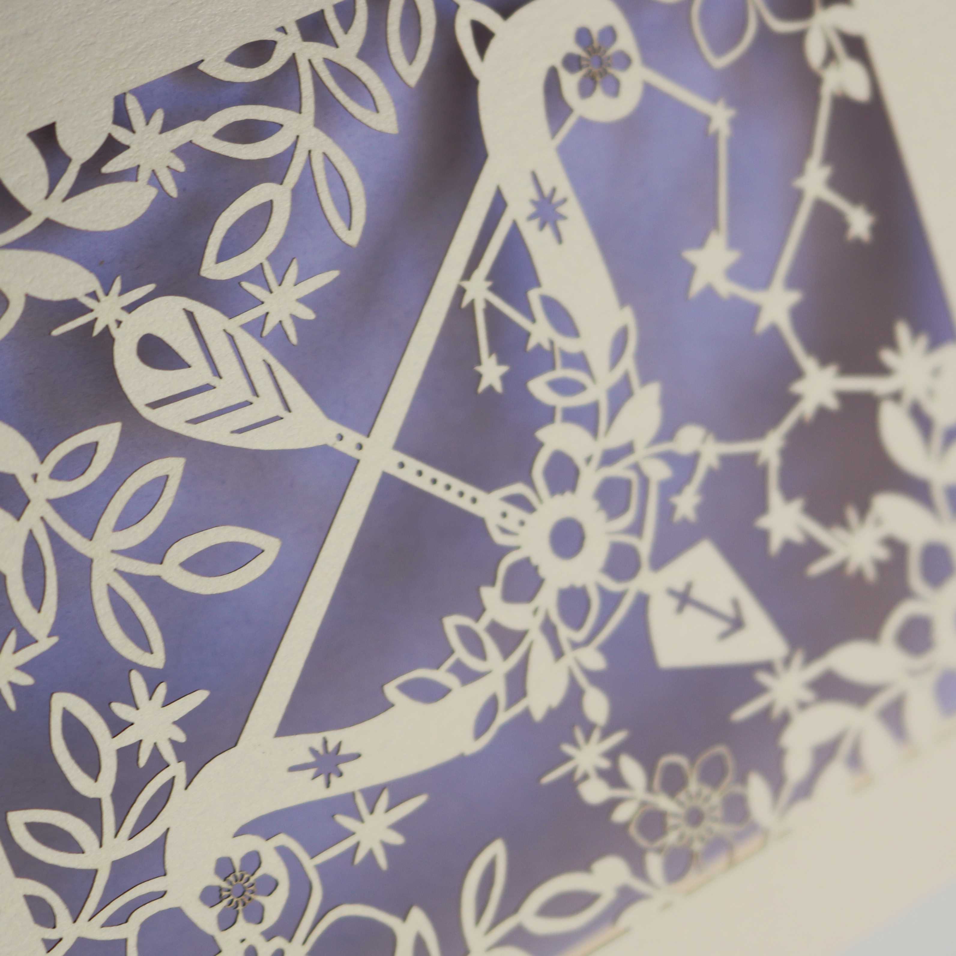 Sagittarius Papercut Birthday Card