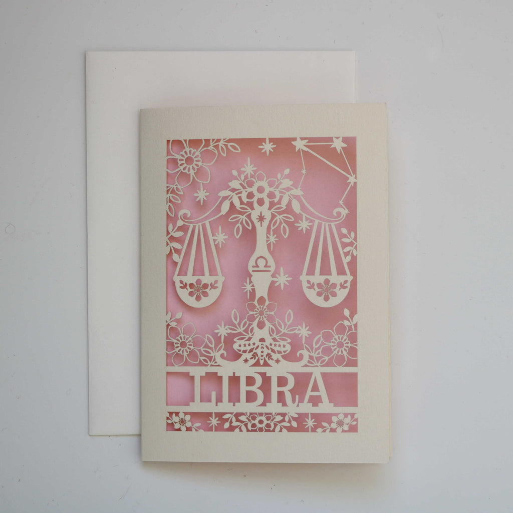 Libra Papercut Birthday Card