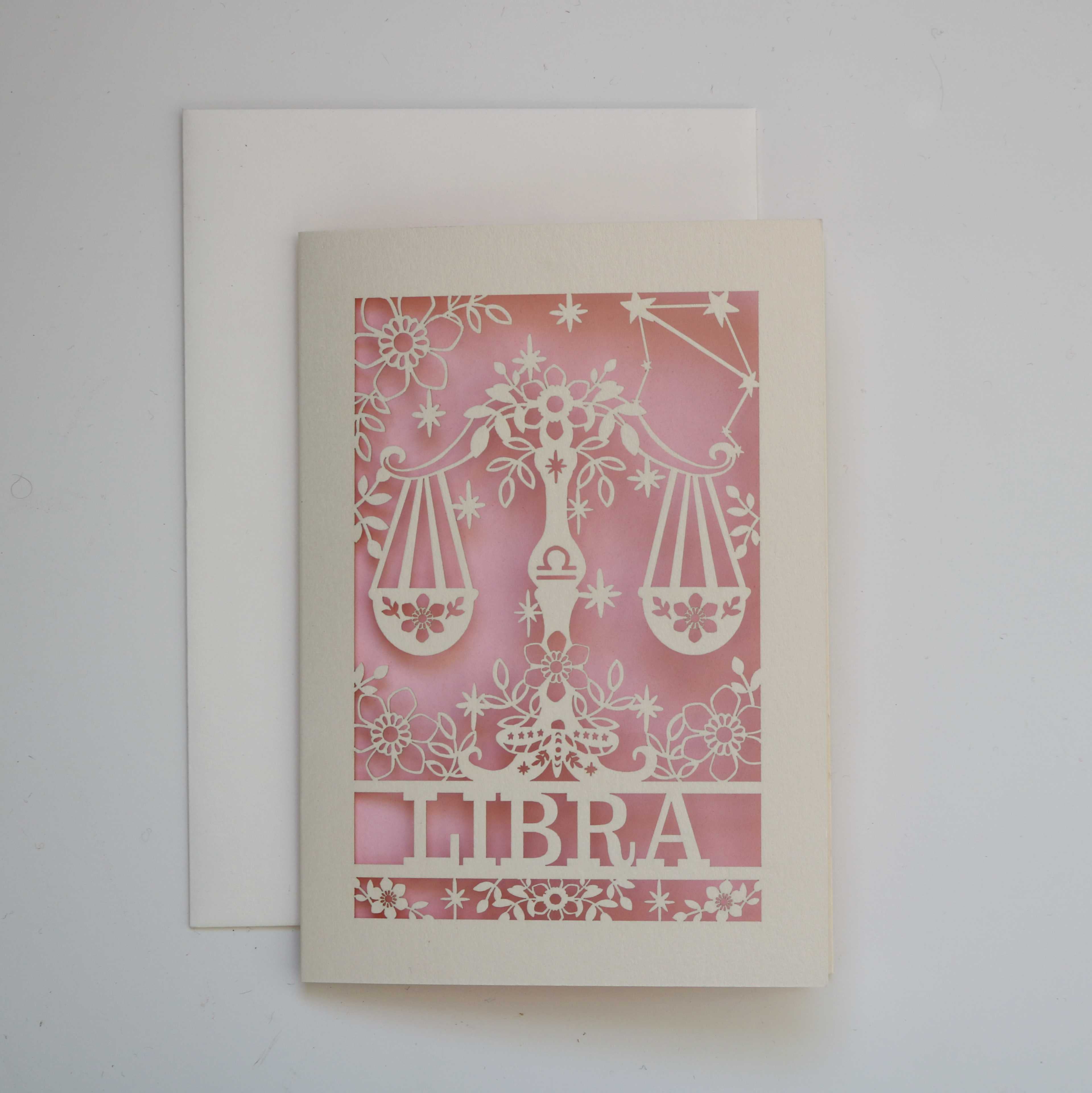Libra Papercut Birthday Card