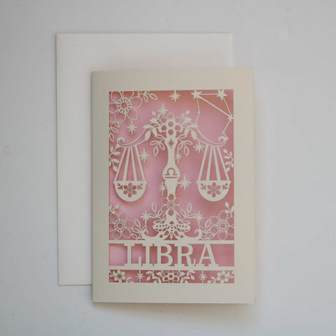 Libra Papercut Birthday Card - 