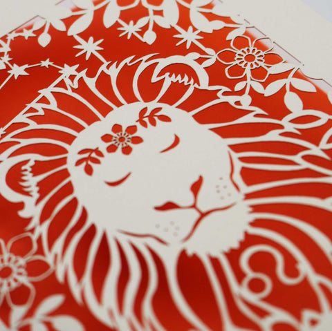 Leo Papercut Birthday Card - 