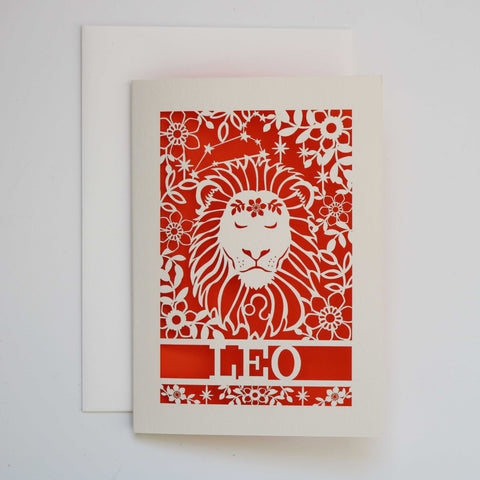 Leo Papercut Birthday Card - 