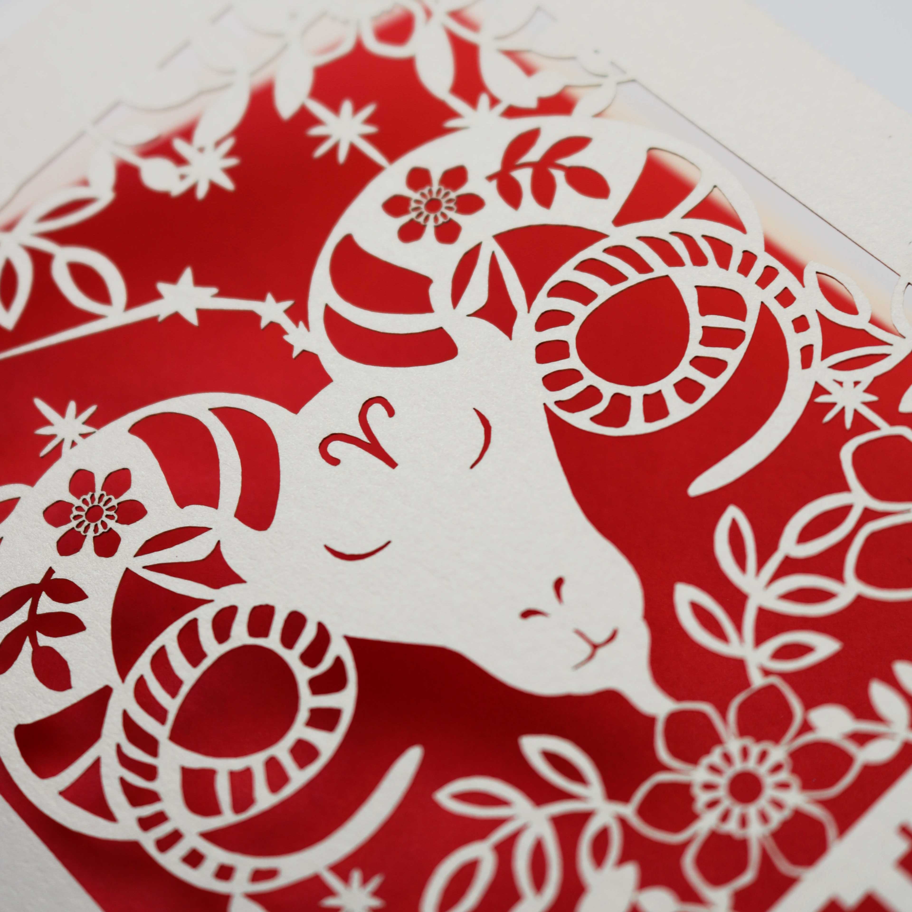 Aries Papercut Birthday Card