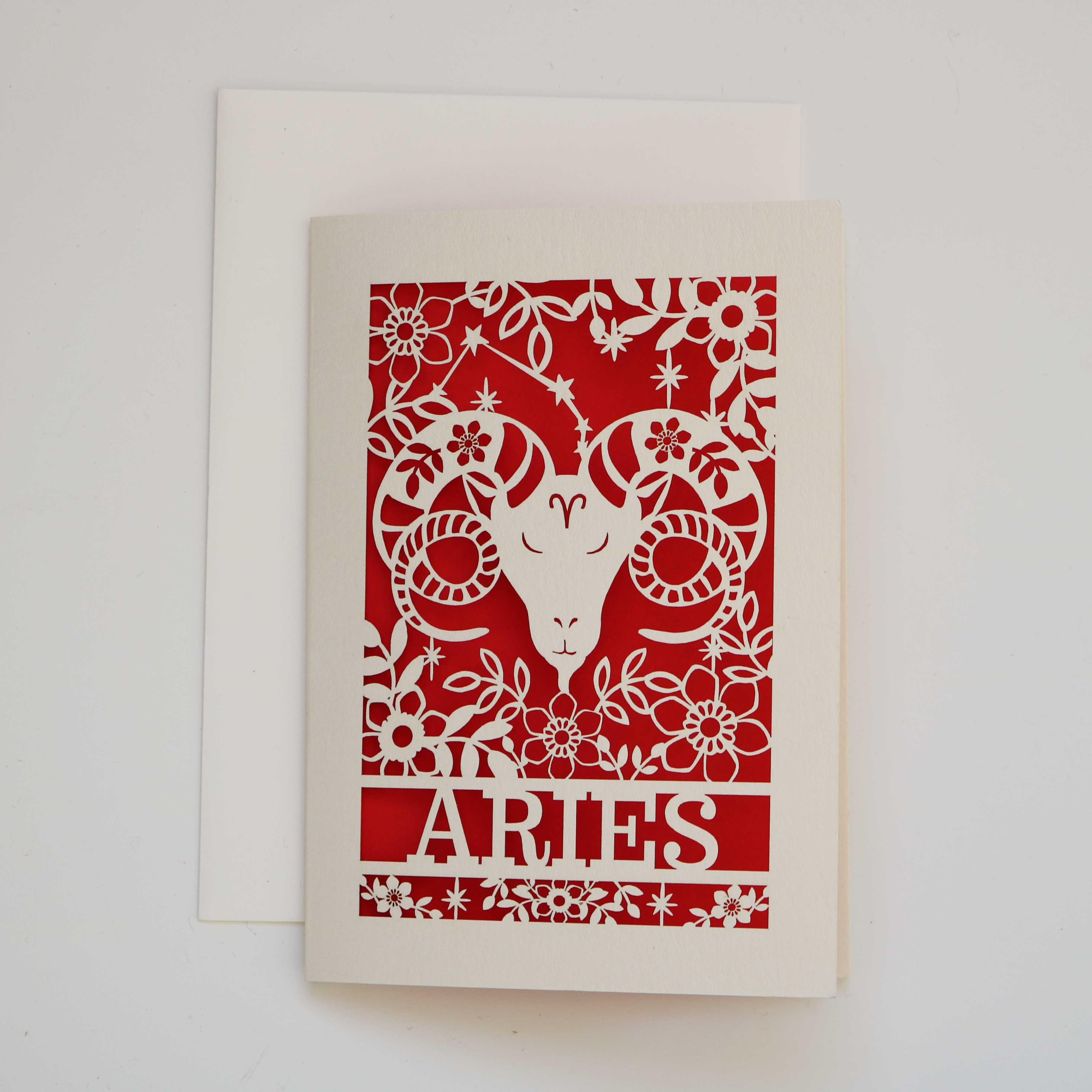 Aries Papercut Birthday Card