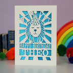 Paper cut lion Birthday card