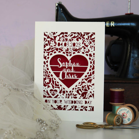 A wedding card that you need to buy. It's very unique and pretty. Buy it.  - A6 (small) / Dark Red