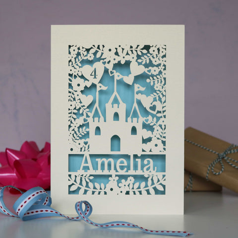 A personalised birthday card with a castle on the front. I have no more words than this. Buy it. It's lovely.  - A5 / Light Blue