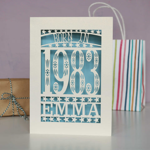 Born In 1983 Birthday Card A5 - Light Blue
