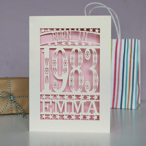 Born In 1983 Birthday Card A5 - Candy Pink