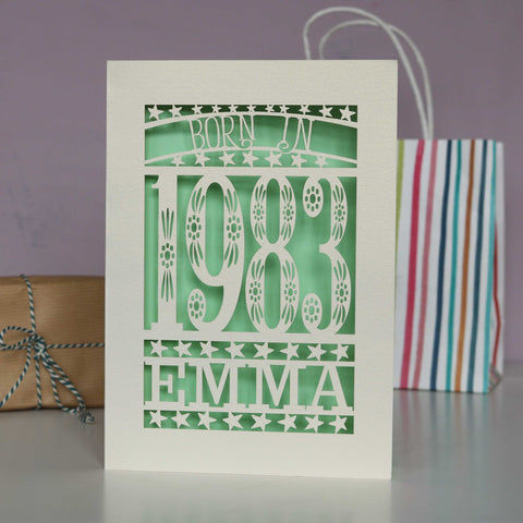 Born In 1983 Birthday Card A5 - Light Green