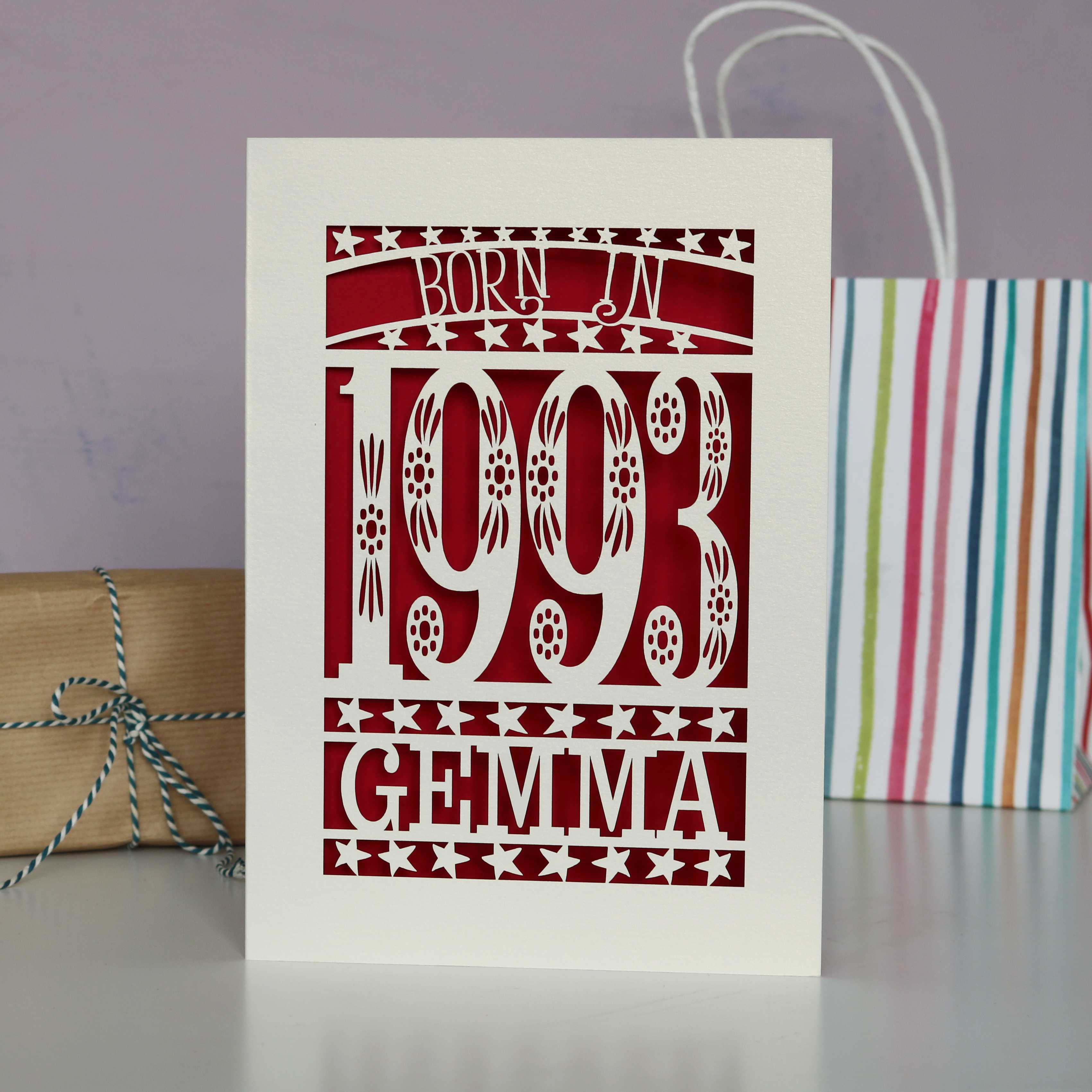 Born In 1993 30th Birthday Card A5