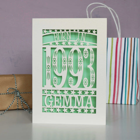 Born In 1993 30th Birthday Card A5 - Light Green