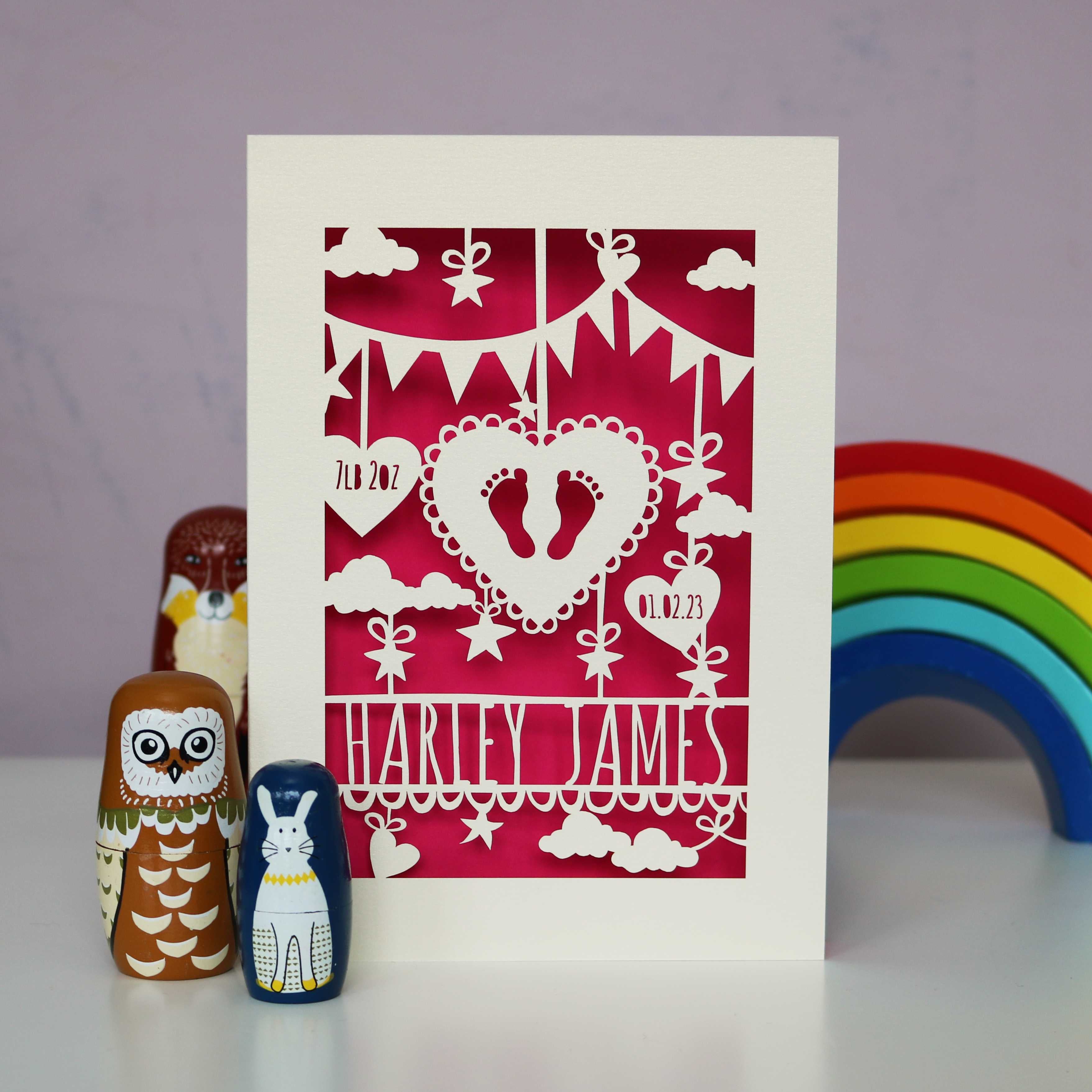 Personalised Papercut Baby Feet Card