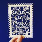 Believe in Magic Papercut Quote Postcard