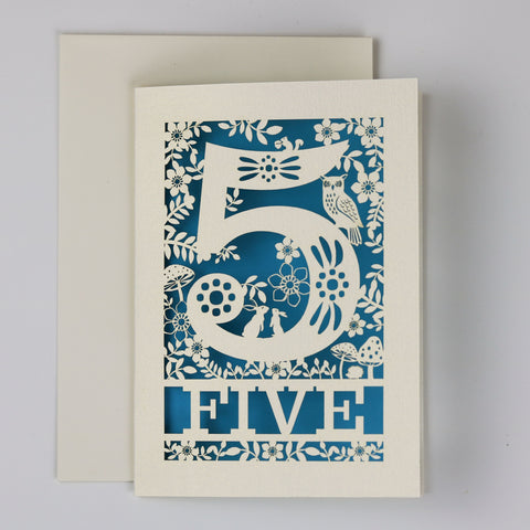 Five Papercut Woodland Animals Birthday Card - 