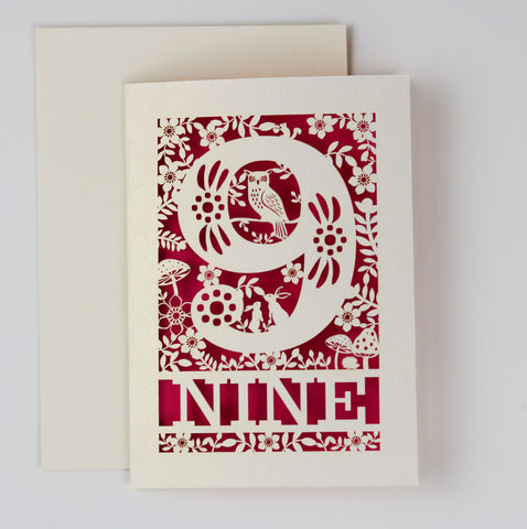 Nine Papercut Woodland Animals Birthday Card - 