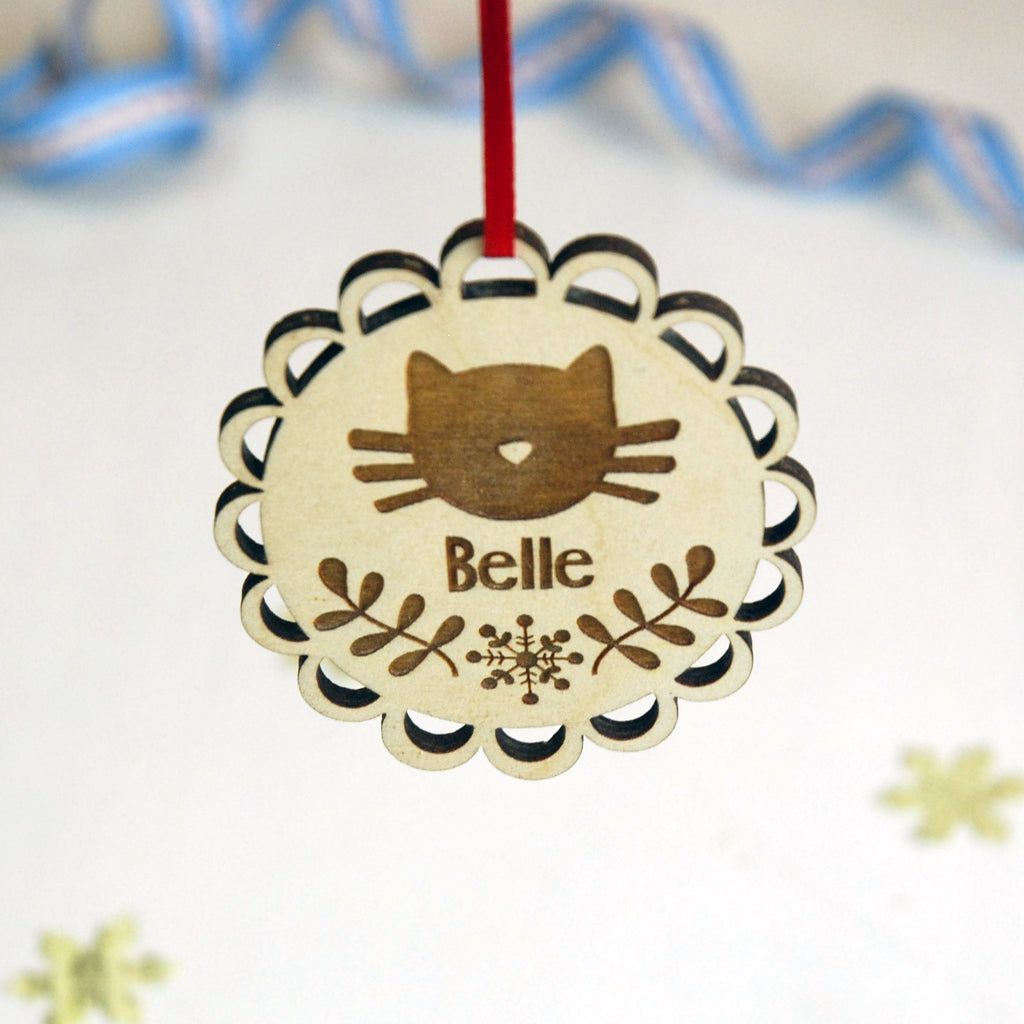 Personalised Cat Christmas Decoration