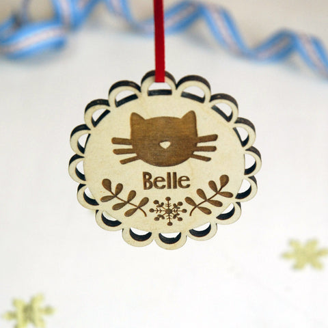 Personalised Cat Christmas Decoration - 