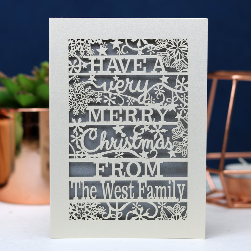 Personalised laser cut Christmas cards made in UK