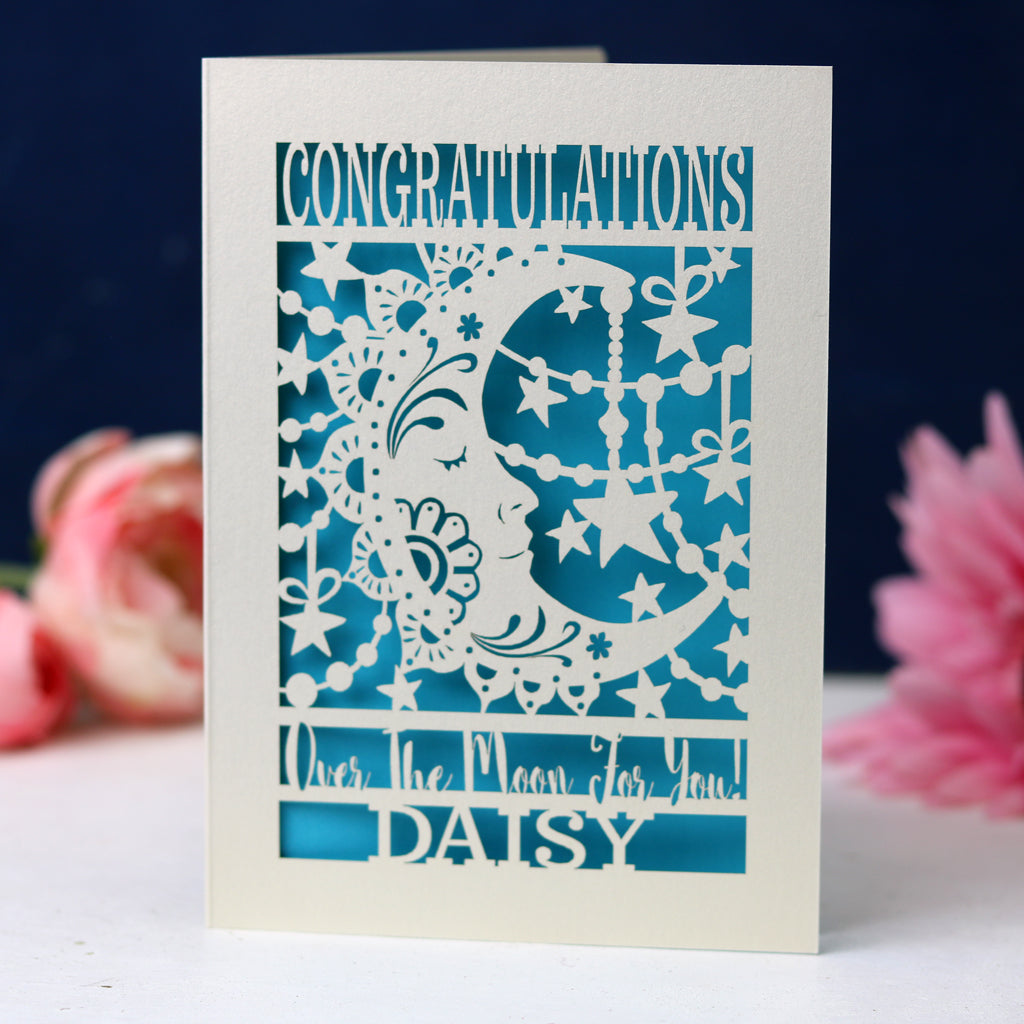 A crescent moon card for exam success