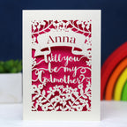 Personalised Papercut 'Be my Godmother?' Card