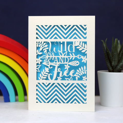 Wild And Free Papercut Card - A6 (small) / Peacock Blue