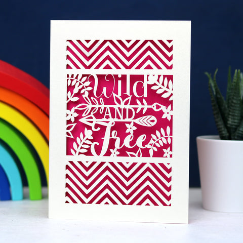 Wild And Free Papercut Card - A6 (small) / Shocking Pink