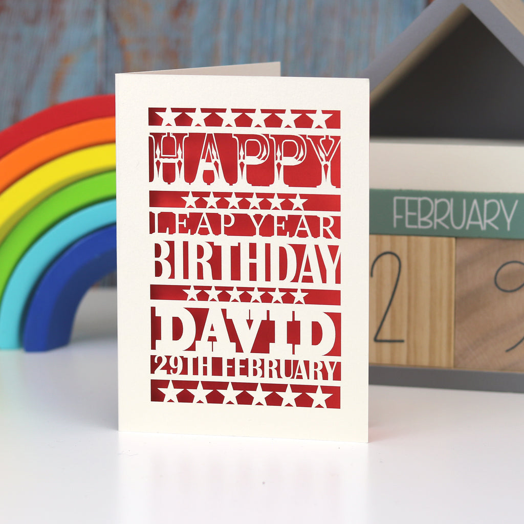 Leap Year Birthday Personalised Papercut Card