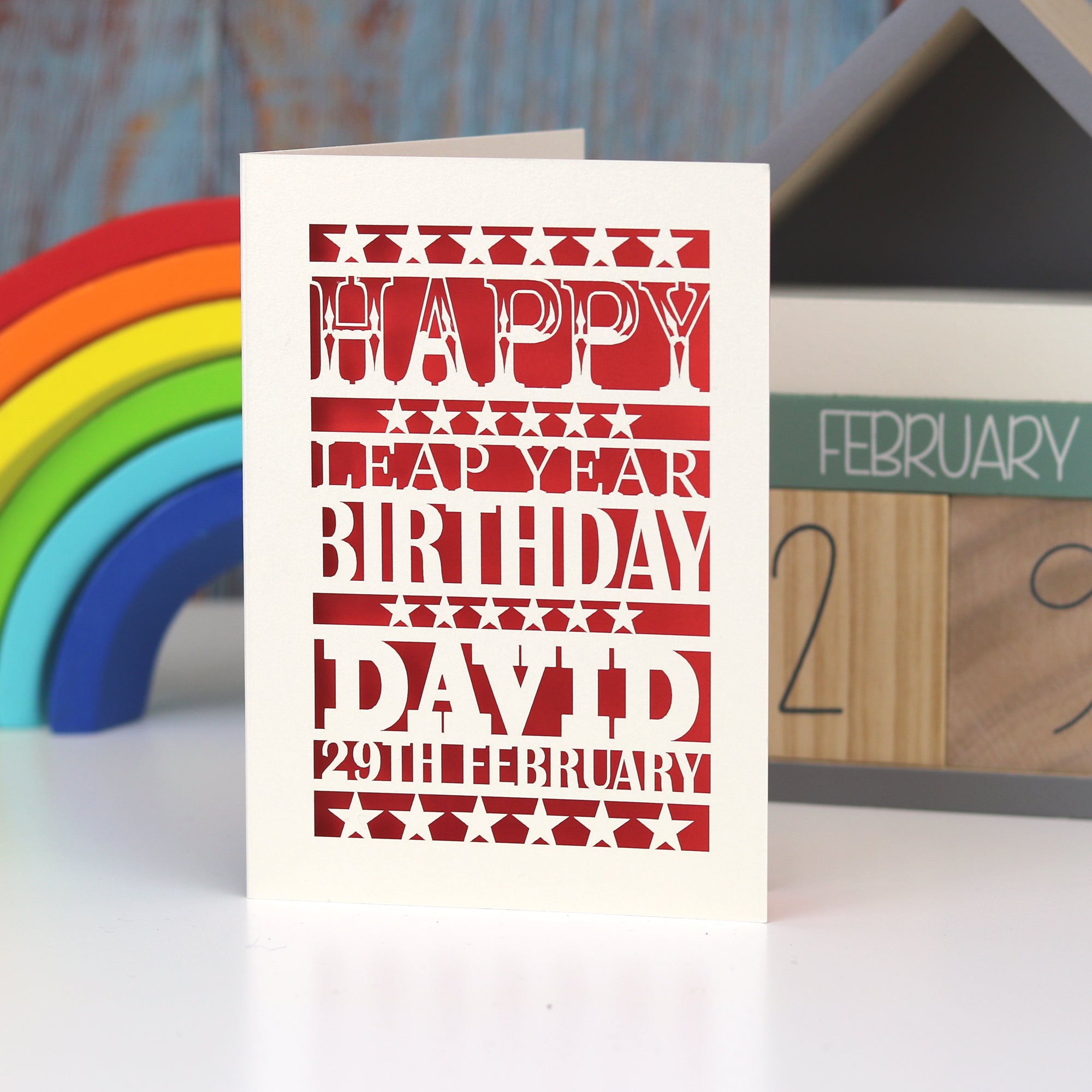 Leap Year Birthday Personalised Papercut Card