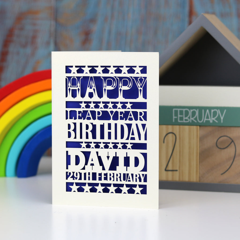 Leap Year Birthday Personalised Papercut Card
