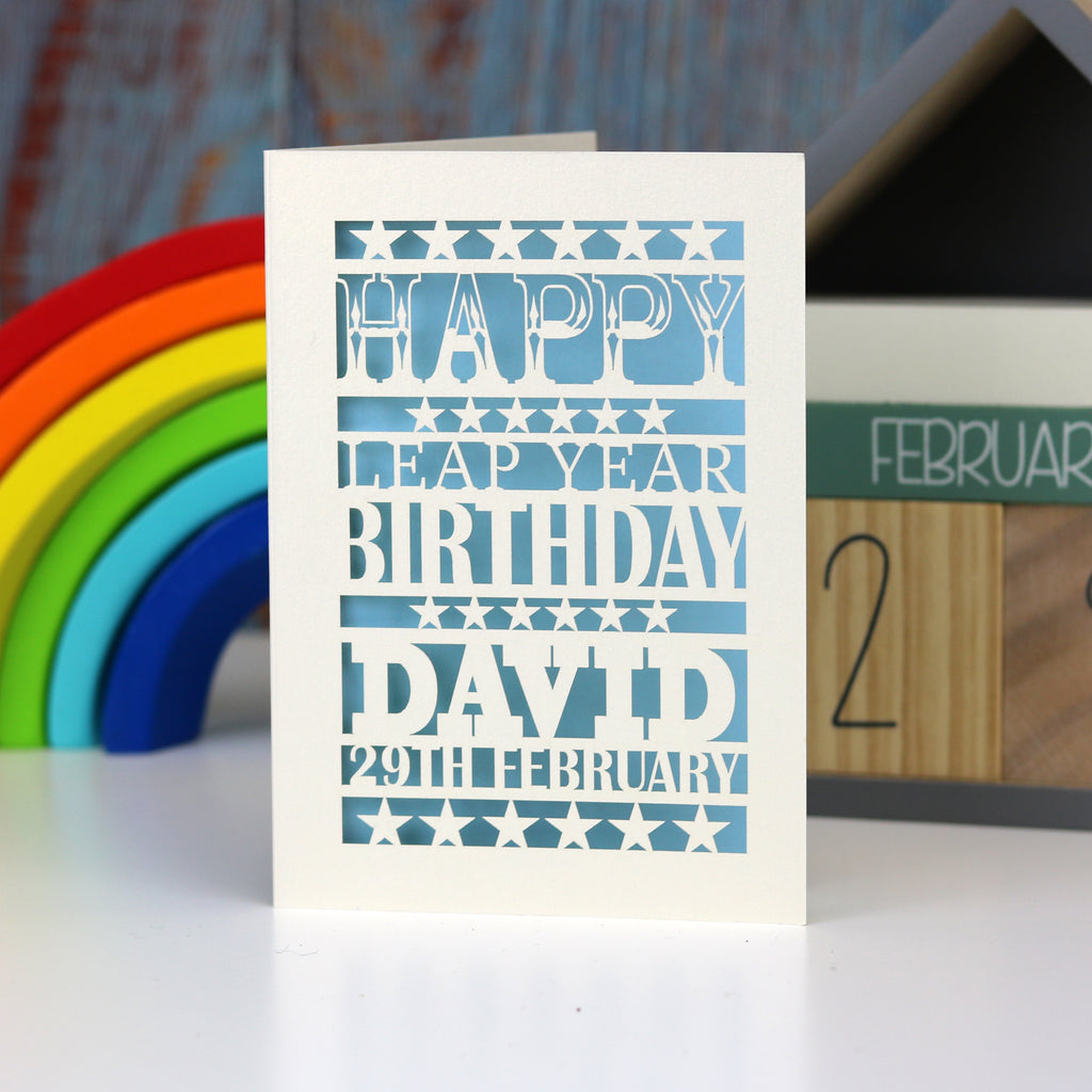 Leap Year Birthday Personalised Papercut Card